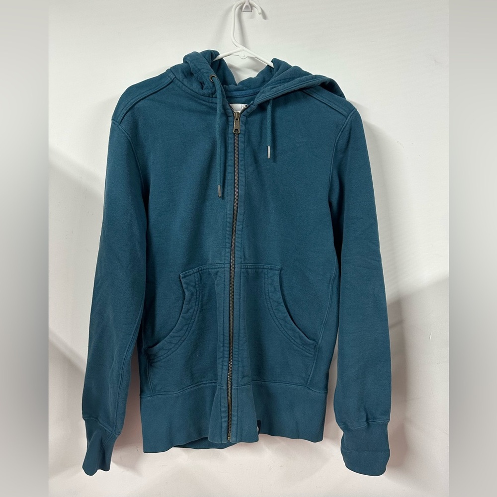 American Giant Hoodie Heavy Sweatshirt Blue Teal Full Zip Pocket Mens Size Small